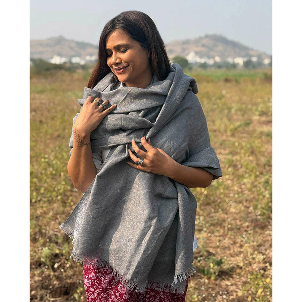 Chidiyaa Sardi Ki Dhoop Morning Mist Pure Wool Zari Shawl