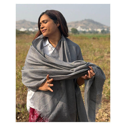 Chidiyaa Sardi Ki Dhoop Morning Mist Pure Wool Zari Shawl