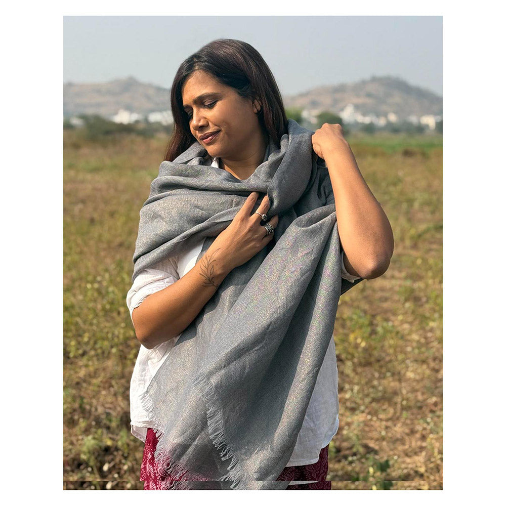 Chidiyaa Sardi Ki Dhoop Morning Mist Pure Wool Zari Shawl