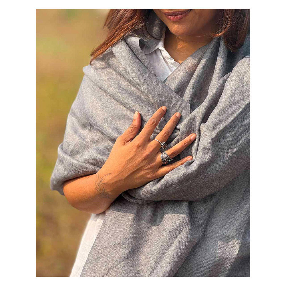 Chidiyaa Sardi Ki Dhoop Morning Mist Pure Wool Zari Shawl