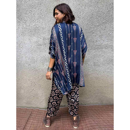 Chidiyaa Gypsy Heart Eulalie Modal Silk Blue Kaftan