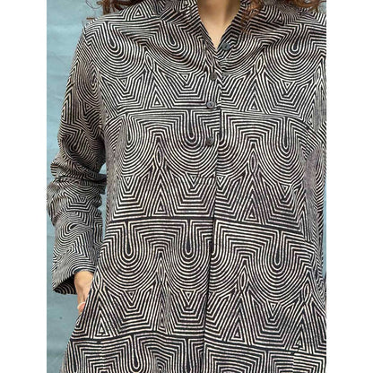 Chidiyaa Soil Leaves & Light Block Printed Cotton Kurta with Pant (Set of 2)