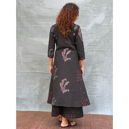 Chidiyaa Soil Dewlit Glow Block Printed Cotton Kurta