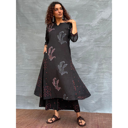 Chidiyaa Soil Dewlit Glow Block Printed Cotton Kurta