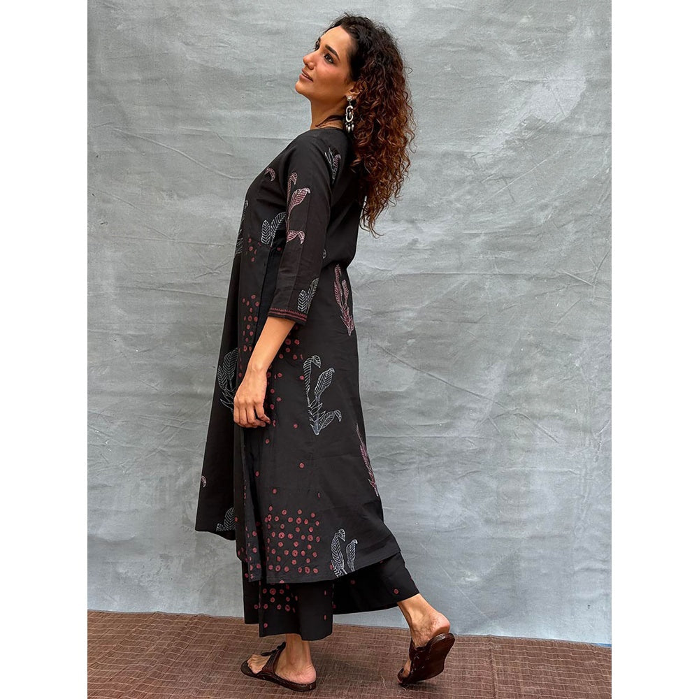 Chidiyaa Soil Dewlit Glow Block Printed Cotton Kurta