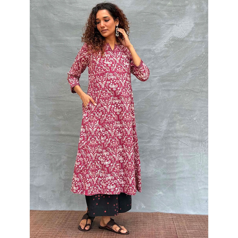 Chidiyaa Soil Night's Sigh Block Printed Cotton Kurta