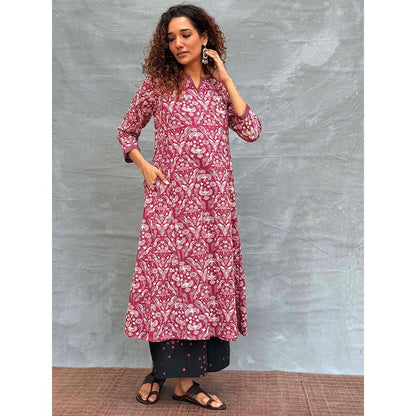 Chidiyaa Soil Night's Sigh Block Printed Cotton Kurta