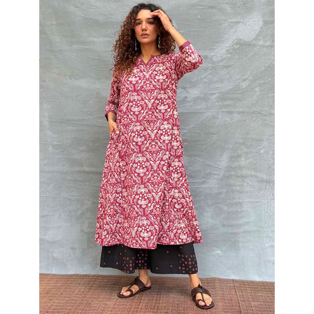 Chidiyaa Soil Night's Sigh Block Printed Cotton Kurta