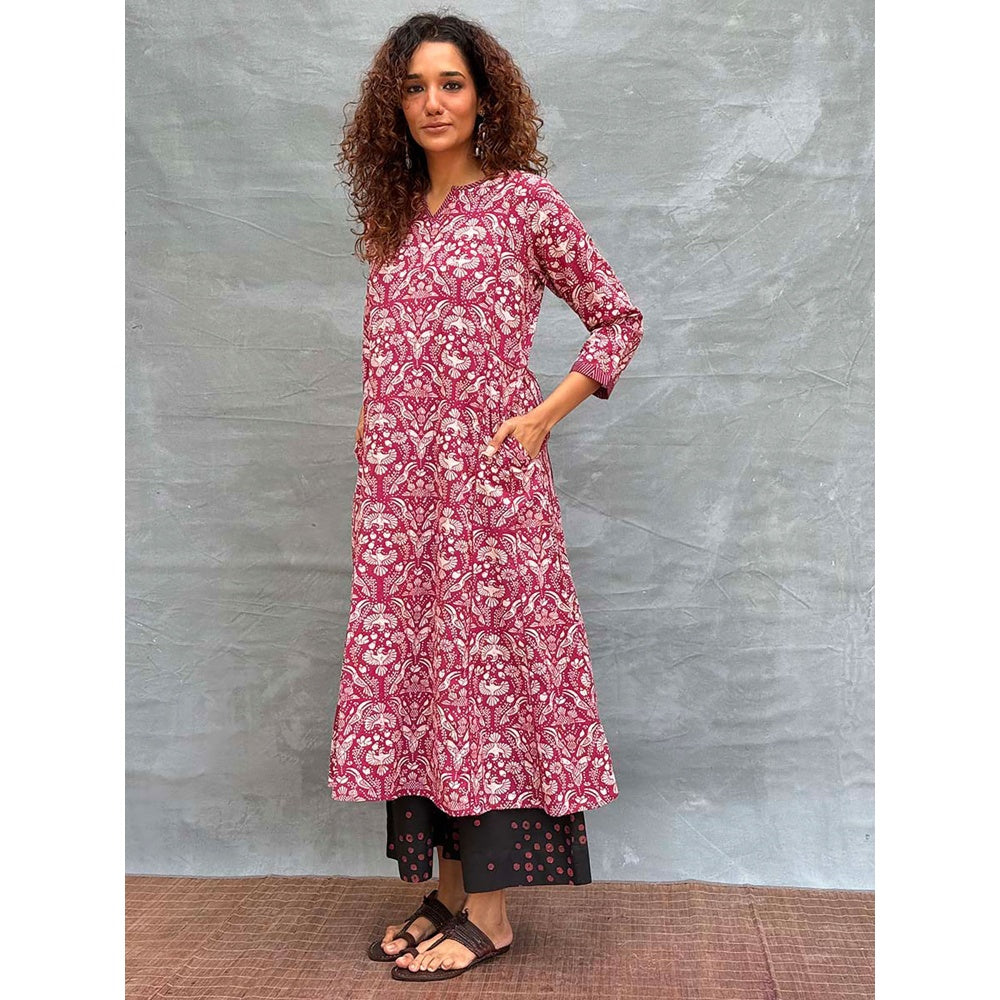 Chidiyaa Soil Night's Sigh Block Printed Cotton Kurta