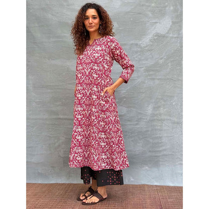 Chidiyaa Soil Night's Sigh Block Printed Cotton Kurta