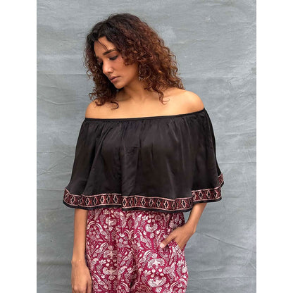 Chidiyaa Gypsy Heart Sky Meets Soil Block Printed Cotton Crop Top