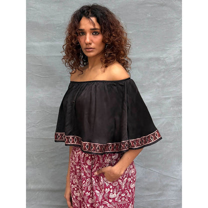 Chidiyaa Gypsy Heart Sky Meets Soil Block Printed Cotton Crop Top