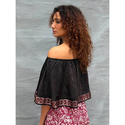 Chidiyaa Gypsy Heart Sky Meets Soil Block Printed Cotton Crop Top