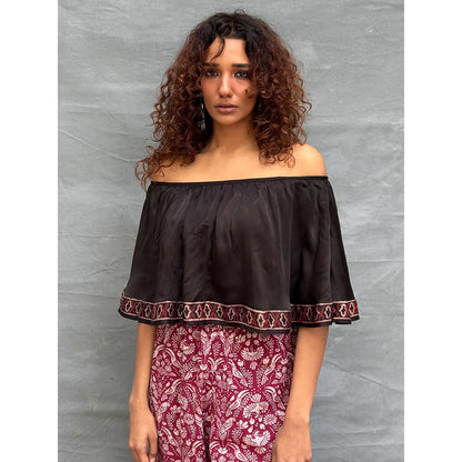 Chidiyaa Gypsy Heart Sky Meets Soil Block Printed Cotton Crop Top