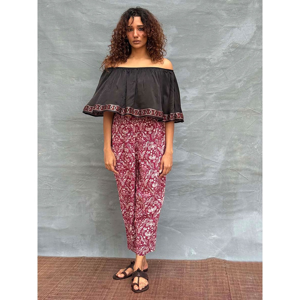 Chidiyaa Gypsy Heart Sky Meets Soil Block Printed Cotton Crop Top