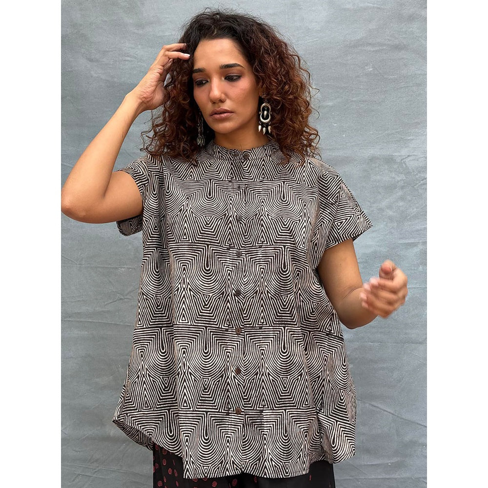 Chidiyaa Soil Amber Horizon Printed Cotton Shirt