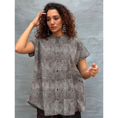 Chidiyaa Soil Amber Horizon Printed Cotton Shirt