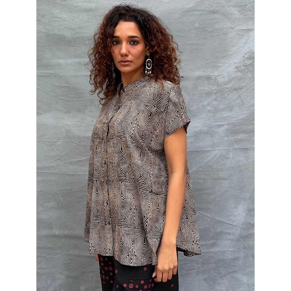 Chidiyaa Soil Amber Horizon Printed Cotton Shirt