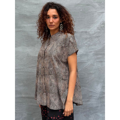 Chidiyaa Soil Amber Horizon Printed Cotton Shirt