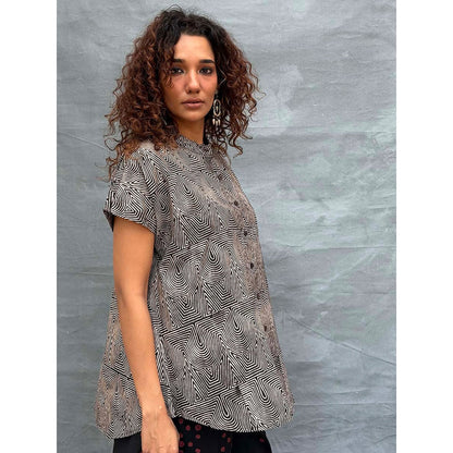 Chidiyaa Soil Amber Horizon Printed Cotton Shirt