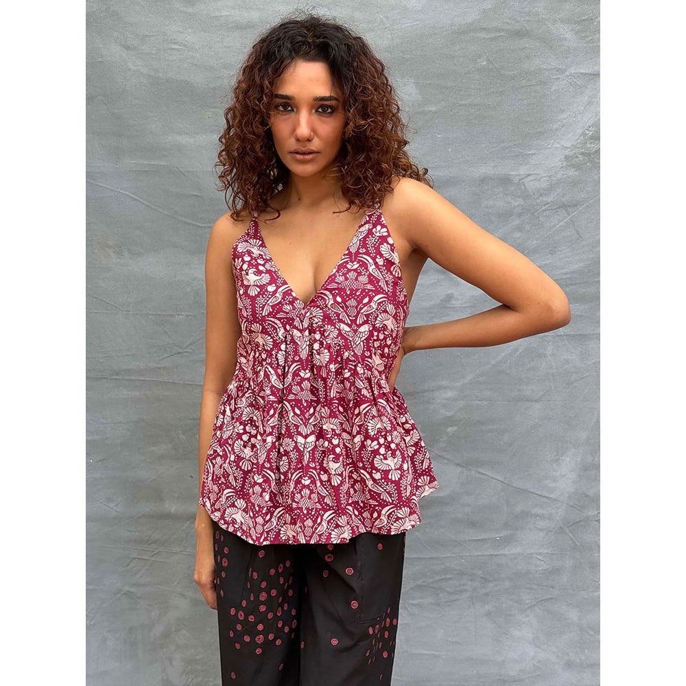 Chidiyaa Soil Tracing Wildwood Block Printed Cotton Top
