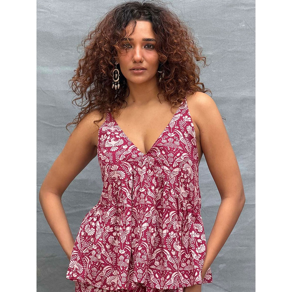 Chidiyaa Soil Tracing Wildwood Block Printed Cotton Top