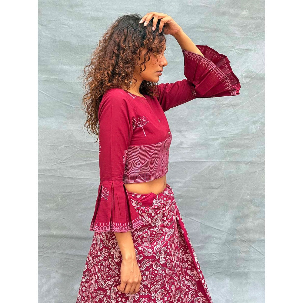 Chidiyaa Soil Meadow Printed Cotton Stitched Blouse
