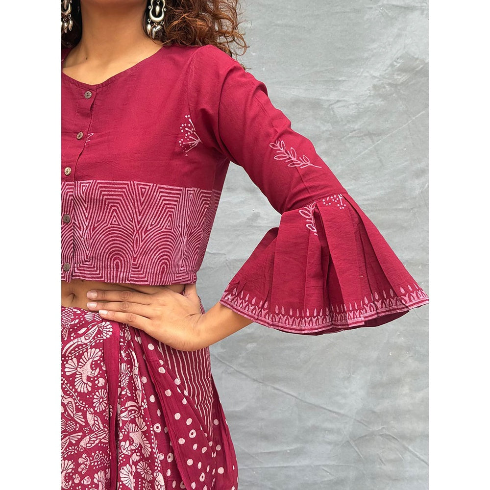 Chidiyaa Soil Meadow Printed Cotton Stitched Blouse