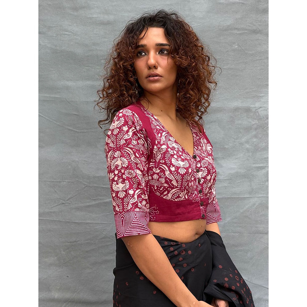 Chidiyaa Soil Bloom Printed Cotton Stitched Blouse