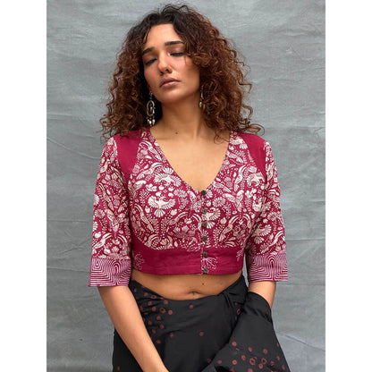 Chidiyaa Soil Bloom Printed Cotton Stitched Blouse