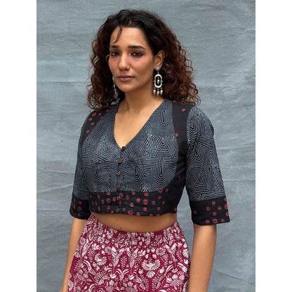 Chidiyaa Soil Flow Of Seasons Printed Cotton Blouse