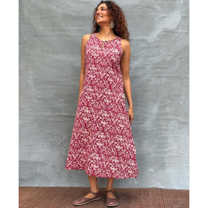 Chidiyaa Soil Feathered Grace printed Cotton Dress