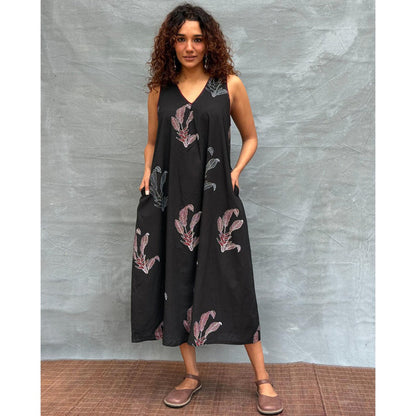 Chidiyaa Soil Birds And Bloom printed Cotton Dress