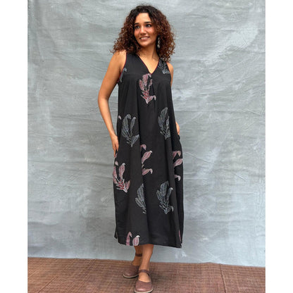 Chidiyaa Soil Birds And Bloom printed Cotton Dress