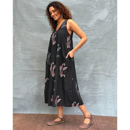 Chidiyaa Soil Birds And Bloom printed Cotton Dress