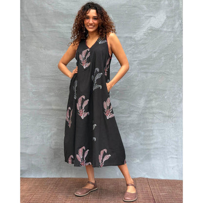 Chidiyaa Soil Birds And Bloom printed Cotton Dress