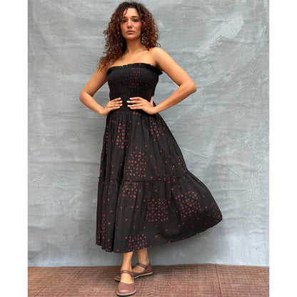 Chidiyaa Soil Crimson Earthrise printed Cotton Dress