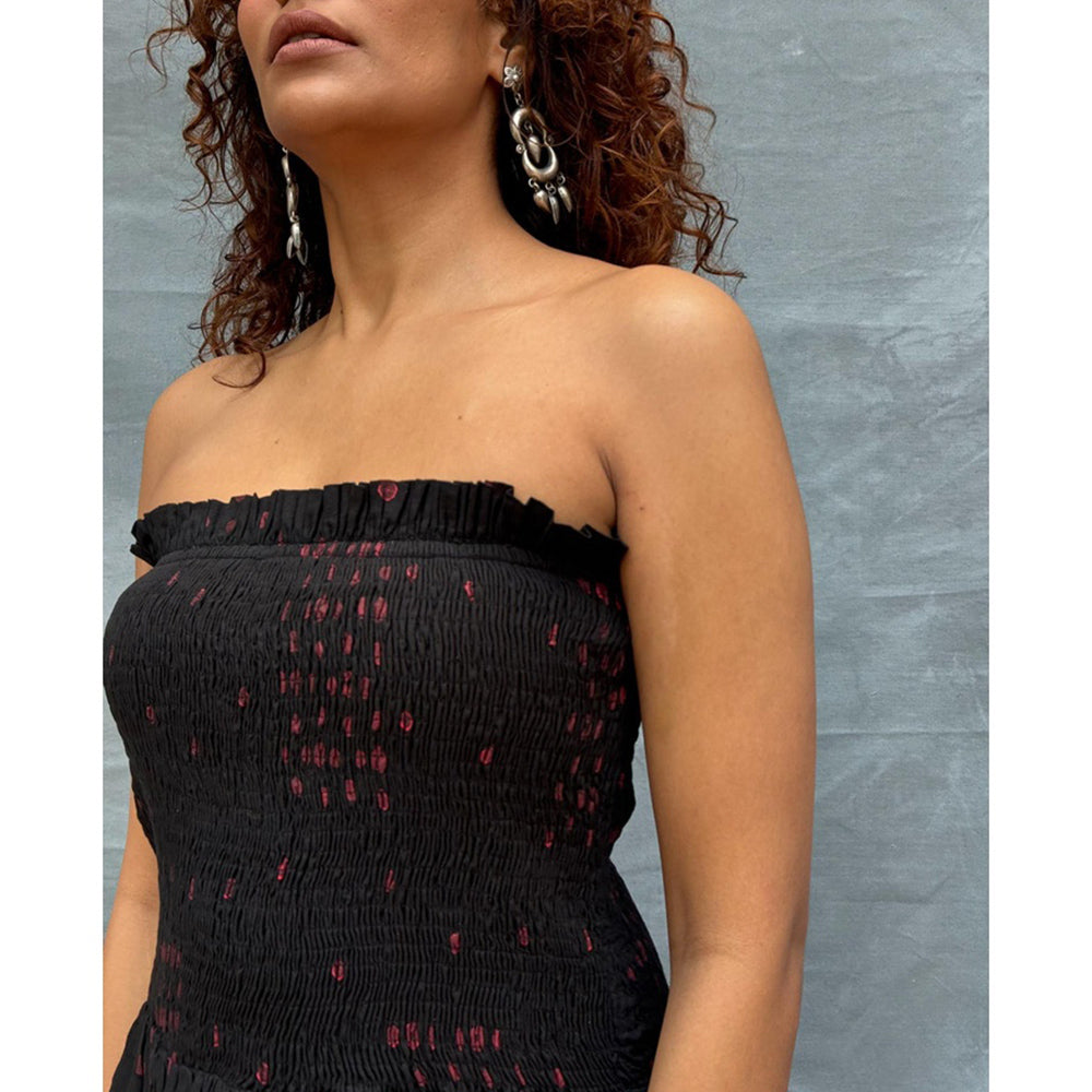 Chidiyaa Soil Crimson Earthrise printed Cotton Dress