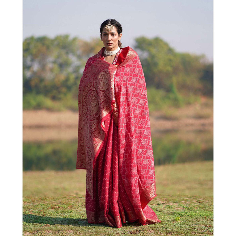 Chidiyaa Rang Barse Radha Block Print Dola Silk Saree