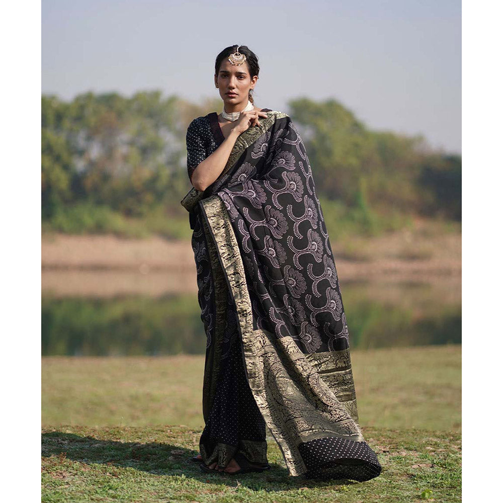 Chidiyaa Rang Barse Rasika Block Print Dola Silk Saree