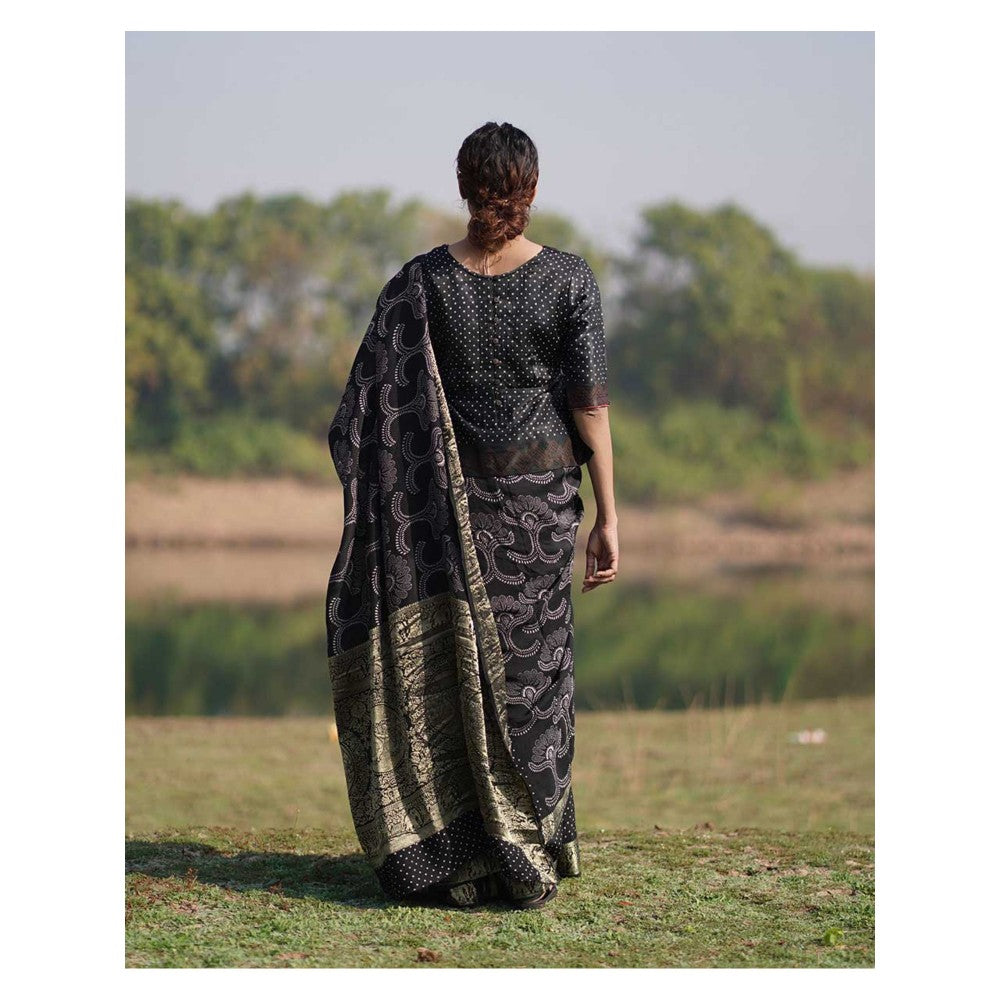 Chidiyaa Rang Barse Rasika Block Print Dola Silk Saree
