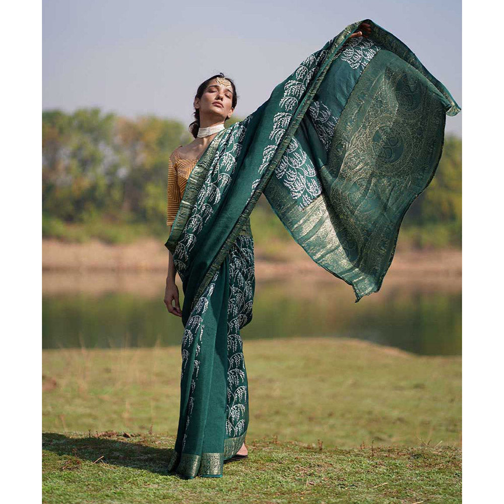 Chidiyaa Rang Barse Madhu Rima Block Print Dola Silk Saree