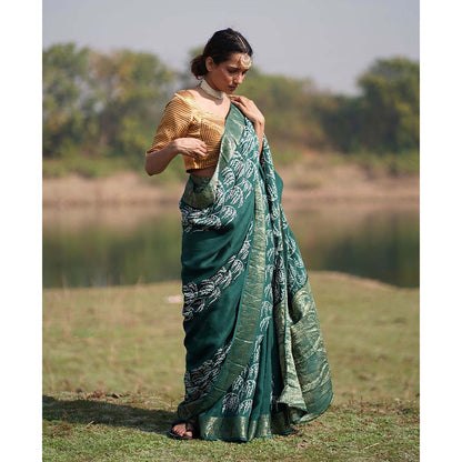 Chidiyaa Rang Barse Madhu Rima Block Print Dola Silk Saree