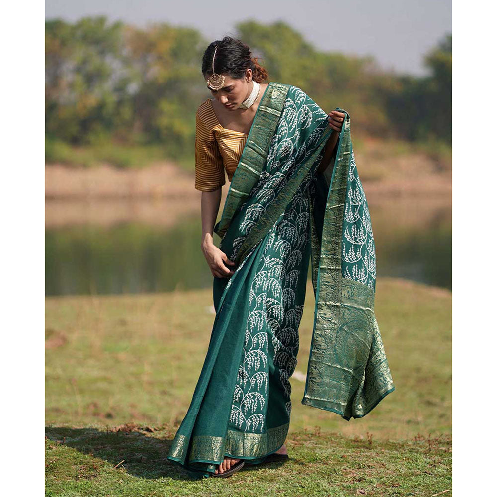 Chidiyaa Rang Barse Madhu Rima Block Print Dola Silk Saree