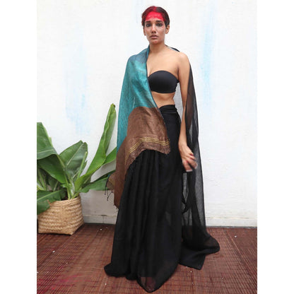 Chidiyaa Kaali Mahamaya Handwoven Linen Saree