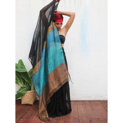 Chidiyaa Kaali Mahamaya Handwoven Linen Saree