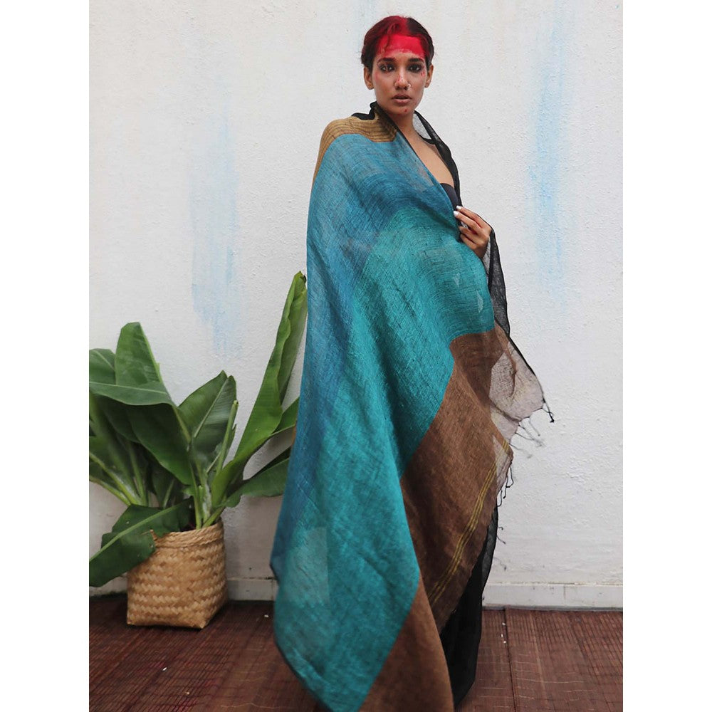 Chidiyaa Kaali Mahamaya Handwoven Linen Saree
