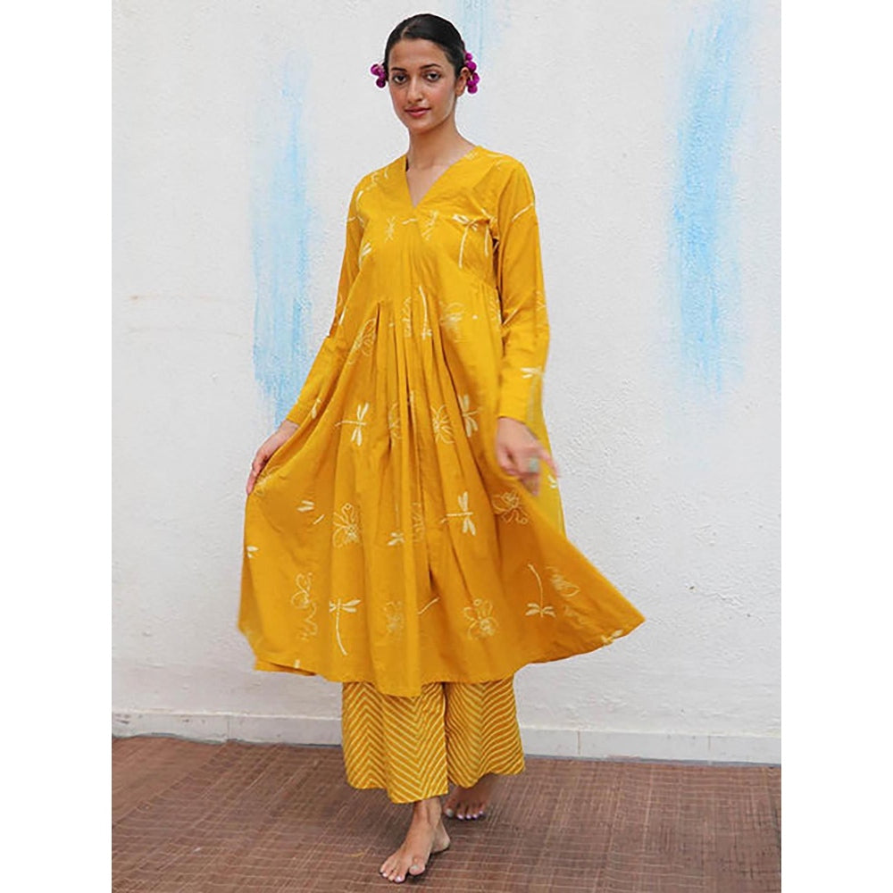 Chidiyaa Dahlia Block Printed Cotton Kurta with Pant