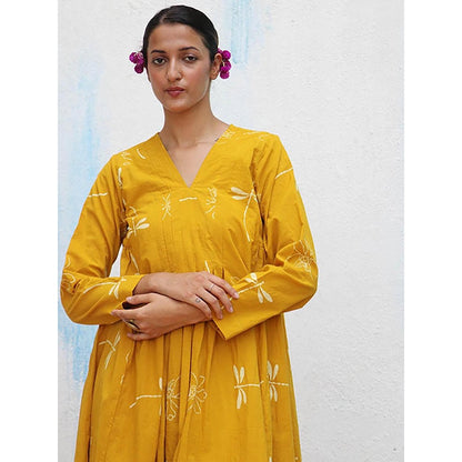 Chidiyaa Dahlia Block Printed Cotton Kurta with Pant