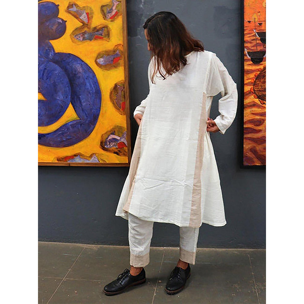 Chidiyaa Handwoven Cotton Milk Kurta with Pant
